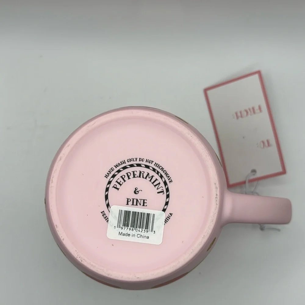 NEW Pink Christmas Winter Cherry Holly Bells‎ Soft Matte Touch Mug